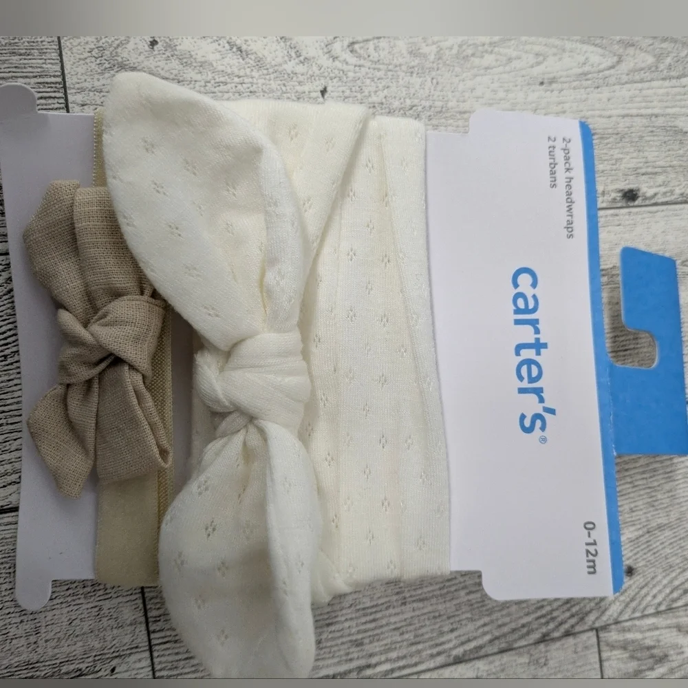 Carter's Cream and Tan Baby Headwraps